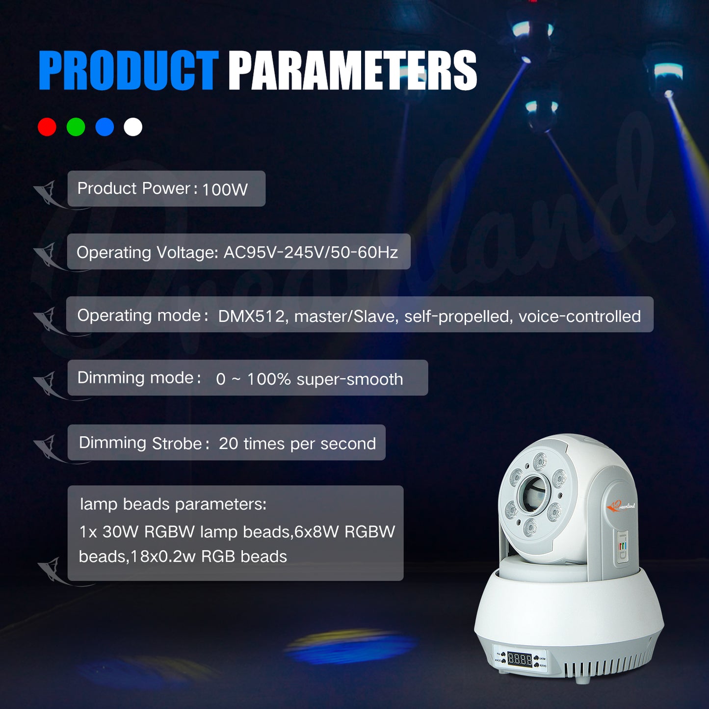 MOKA SFX 4IN1 RGBW Moving Head Patter Dyeing Lamp Stage Light KTV Show Dj Light Laser Disco Strobe Light Embedded