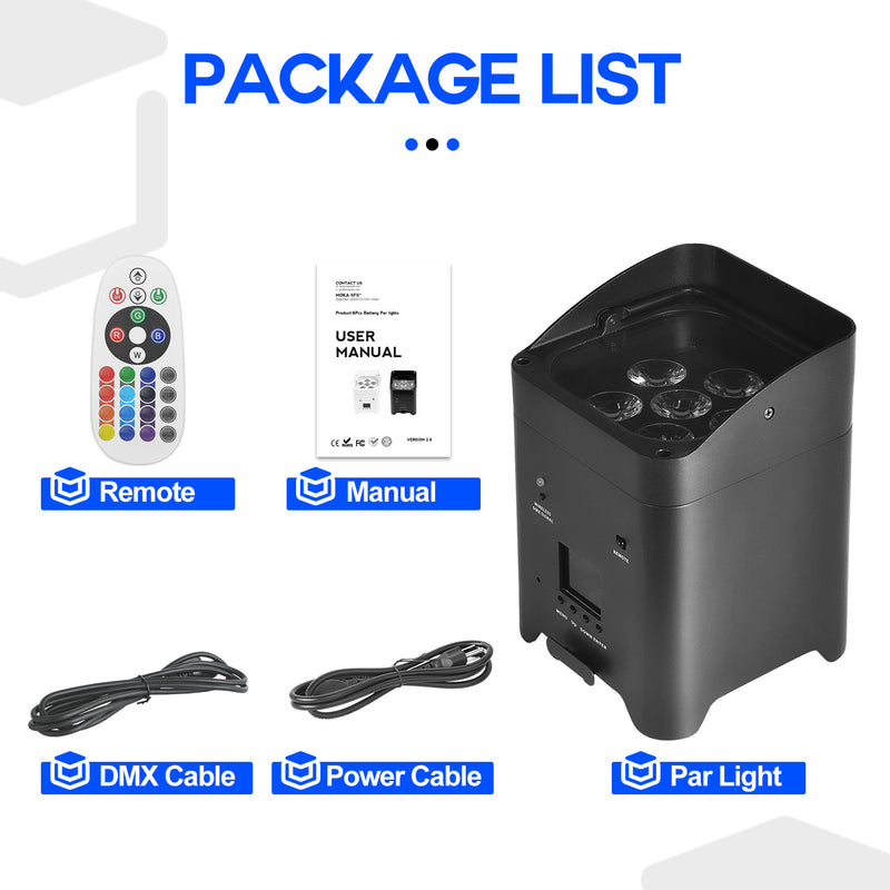 MOKA SFX P-02 6*18W Battery Led Par Light RGBWA+UV