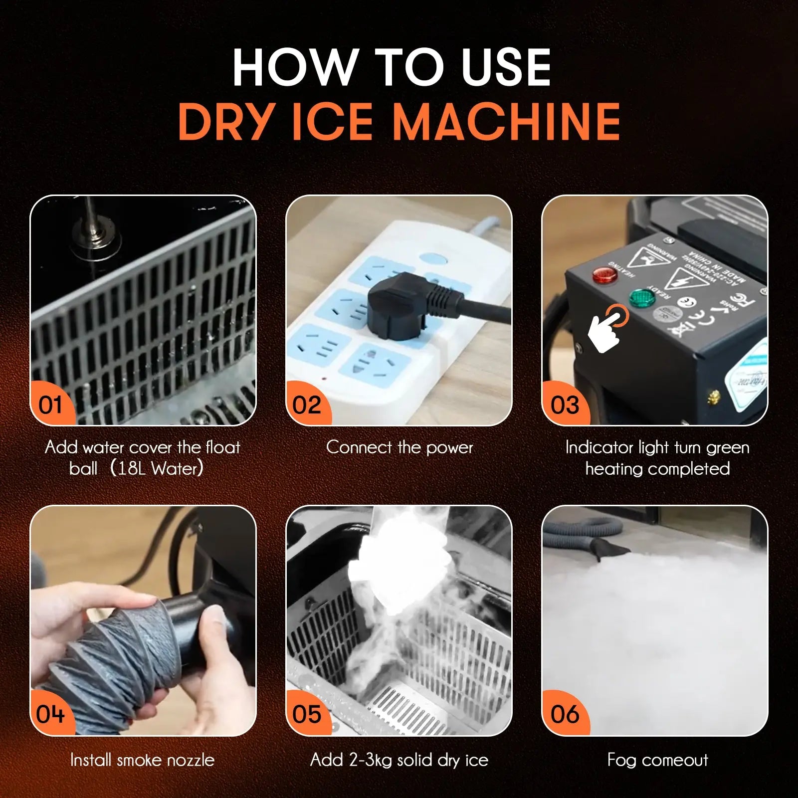 MOKA MK-F12 6000W High Power Dry Ice Low Lying Fog Machine - MOKA