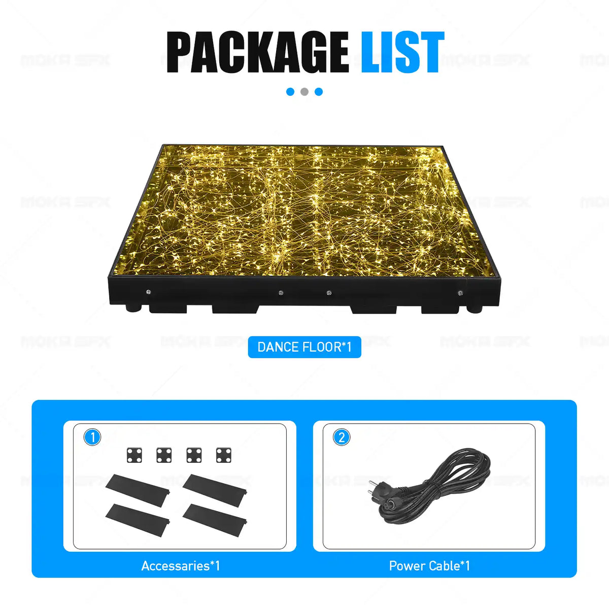 MOKA SFX MK-LD01 Gold 3D Mirror LED Dance Floor Wired Starlight Dance Floor