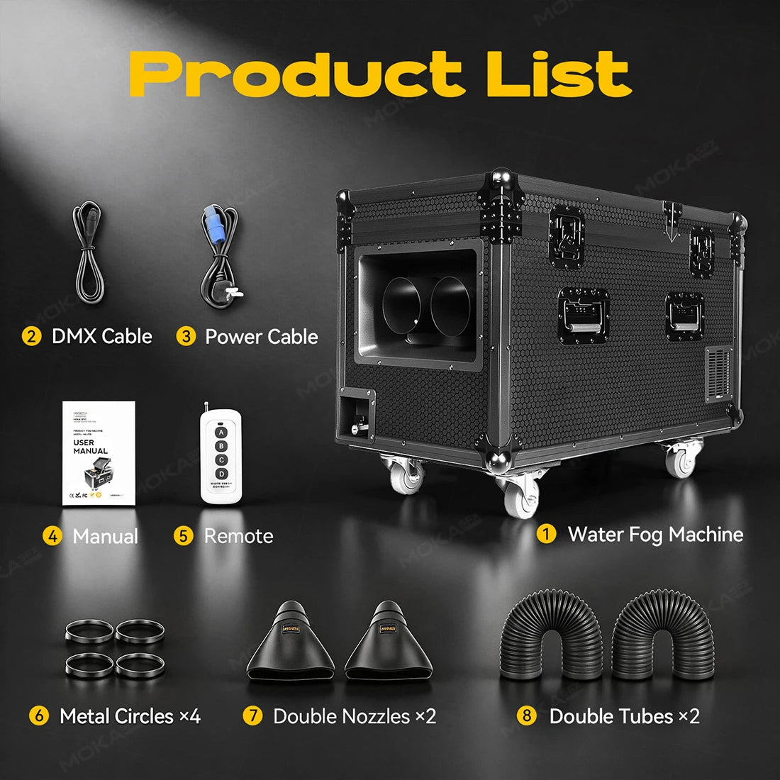 MOKA SFX MK-F18A 3000W Dual Outputs Low Lying Fog Machine Water Base