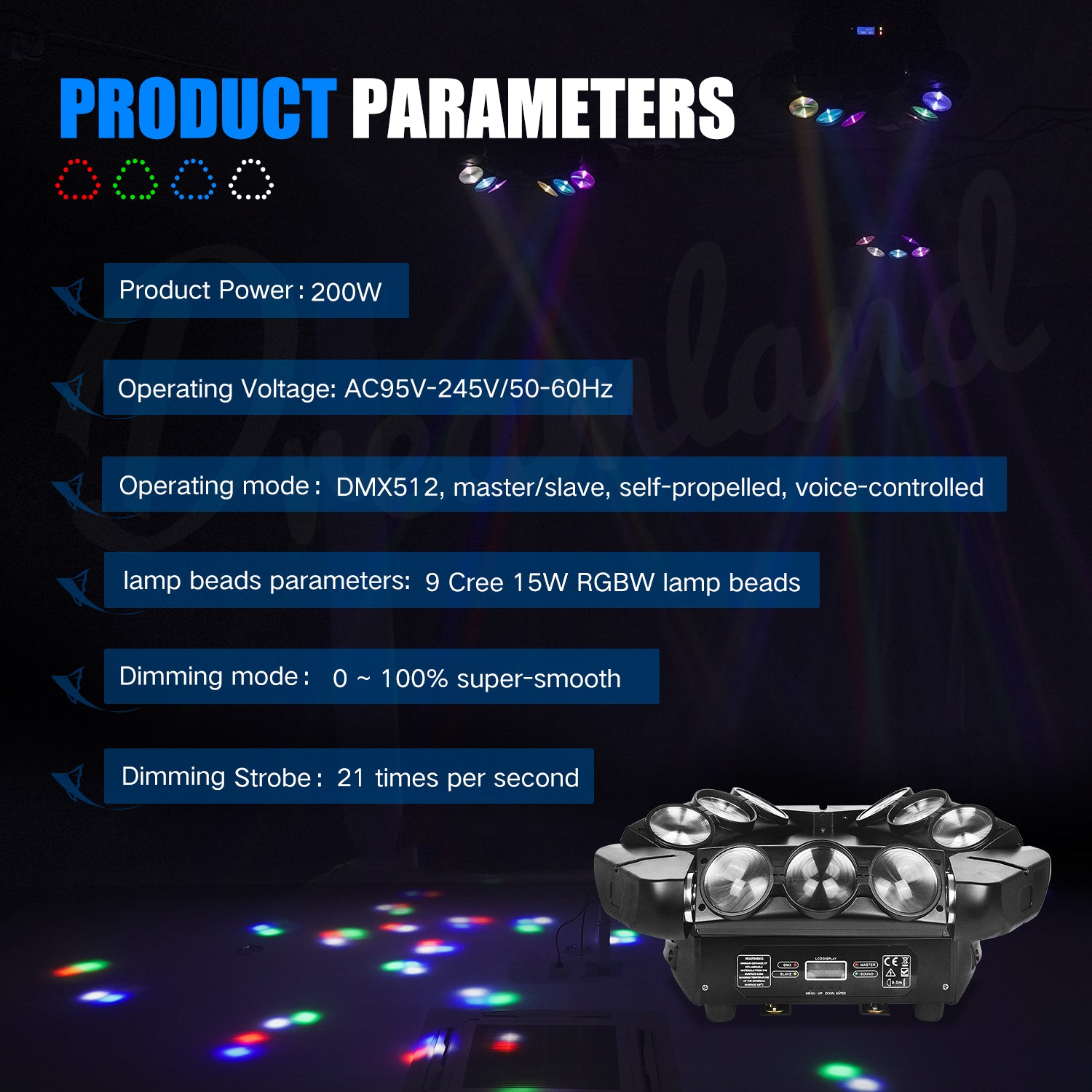 MOKA SFX Nine-headed bird Moving Head Beam RGBW Party Disco DJ
