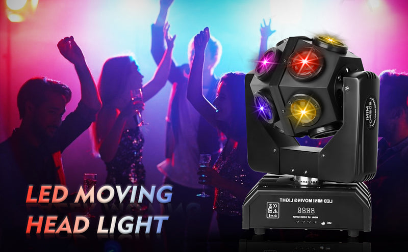 Moving Head Beam Light LED  12pcsRGBW Rotating Moving Head DJ Light DMX512 Sound Activated Stage Lighting Party