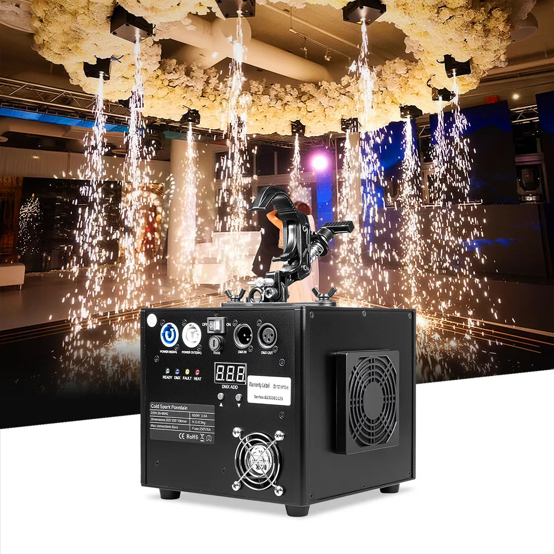 MOKA SFX MK-E12 Wireless Remote Control Cold Spark Hanging Fountain Machine