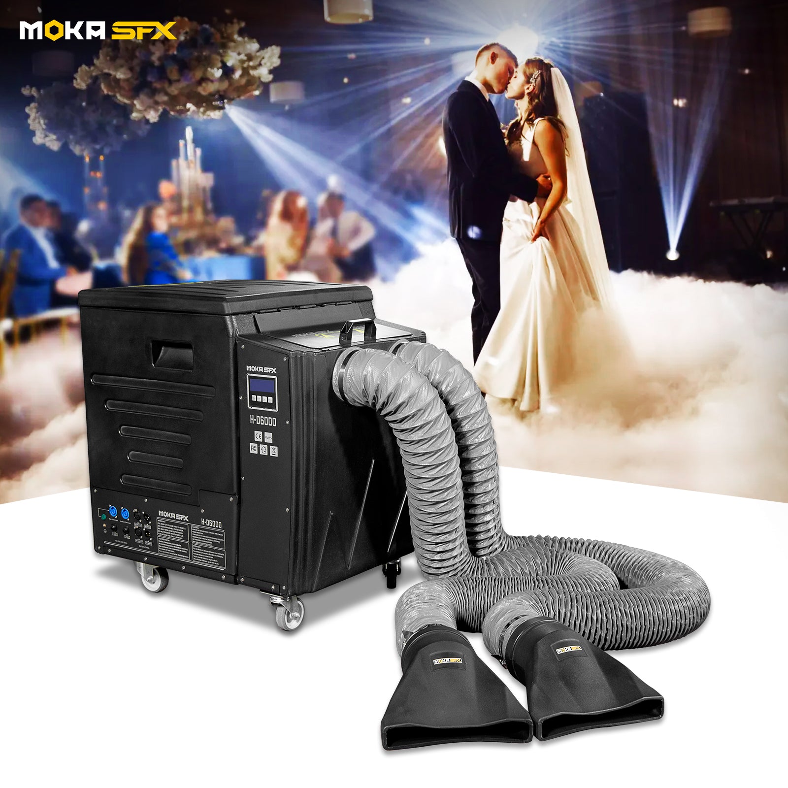 MOKA SFX H-D6000 Dmx/Remote Dry Ice Fog Machine Dual Output 6000W