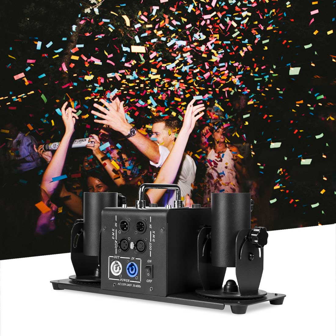 MOKA SFX MK-CN03A 2 cabezales DMX512 / Batería remota Cañón de confeti
