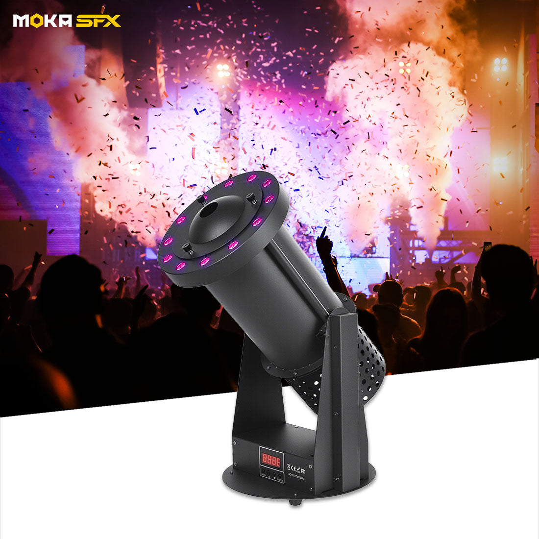 MOKA SFX MK-CN06A 12x3W RGB 3IN1 LED DMX/Remote Control Stage Confetti Blower Machine