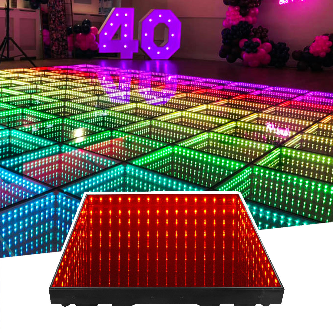 MOKA SFX MK-LD03 Mirror Infinity Abyss Magnetic 3D LED Dance Floor with Flight Case