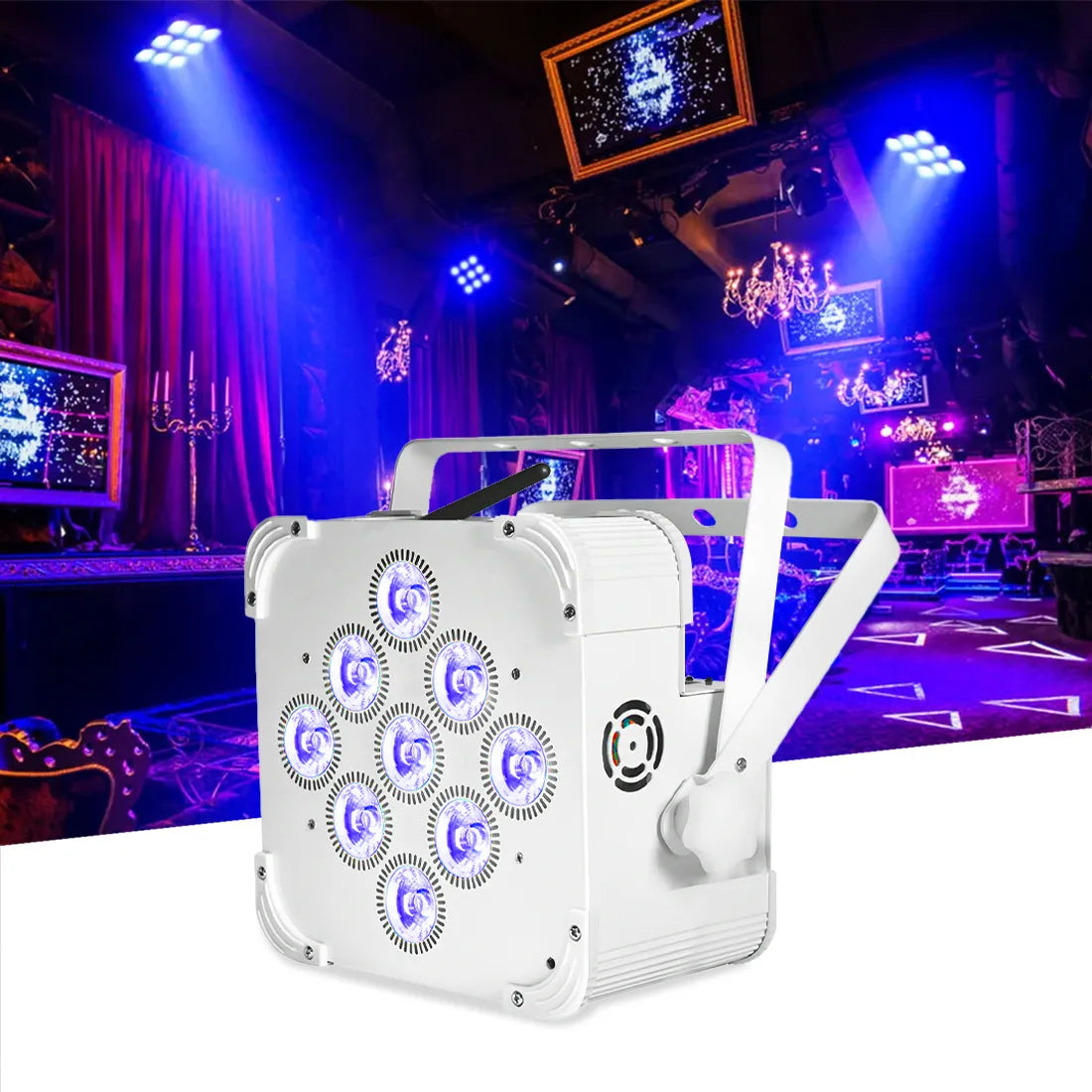 MOKA SFX P-03 Battery Wireless 9*18w RGBWA+UV 6 IN 1 White LED Par Cans