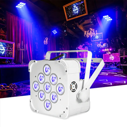 MOKA SFX P-03 Battery Wireless 9*18w RGBWA+UV 6 IN 1 White LED Par Cans