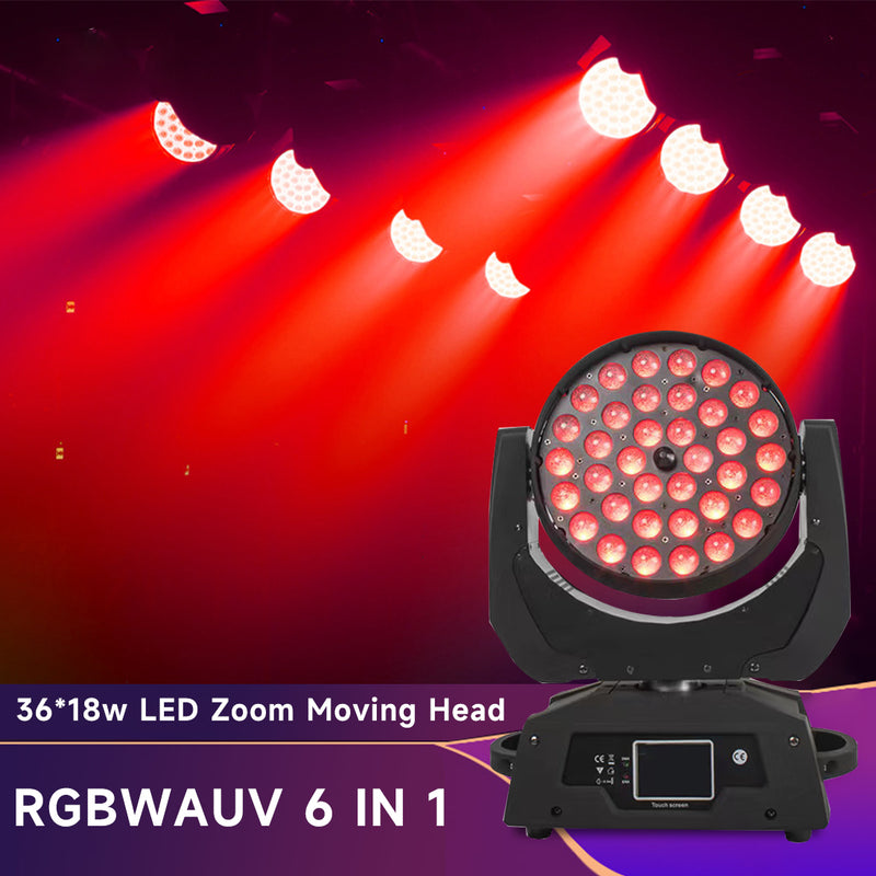 MOKA SFX 36*18W 6 IN 1 RGBW+UV LED Moving Head  Wash Light