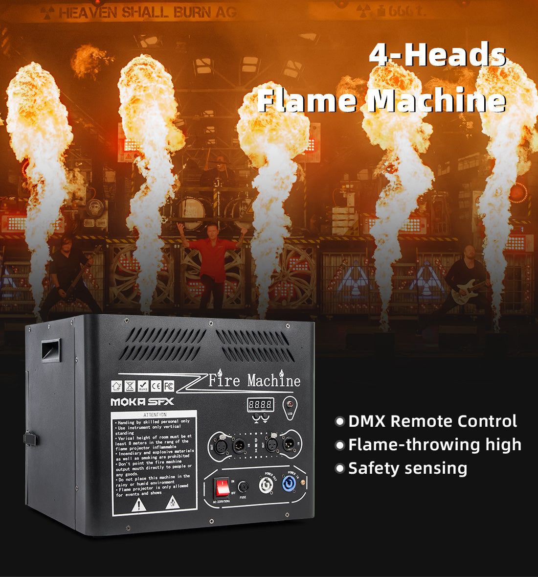 Hit Fire Machine Fire Machine 4-Head Single Shoot Flame Machine - H-E04 | MOKA SFX ...