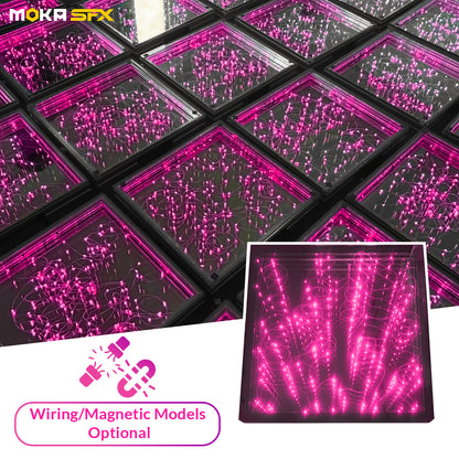 MOKA SFX MK-LD01A 3D LED Dance Floor with Wire/Magnet Mirror Starry Sky RGB Dance Floor LED with Flight Case