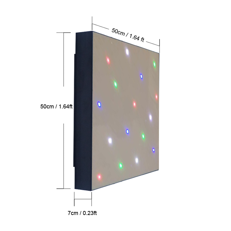 MOKA SFX MK-LD05A 50*50CM Tempered Glass Starlit LED Dance Floor (Black)